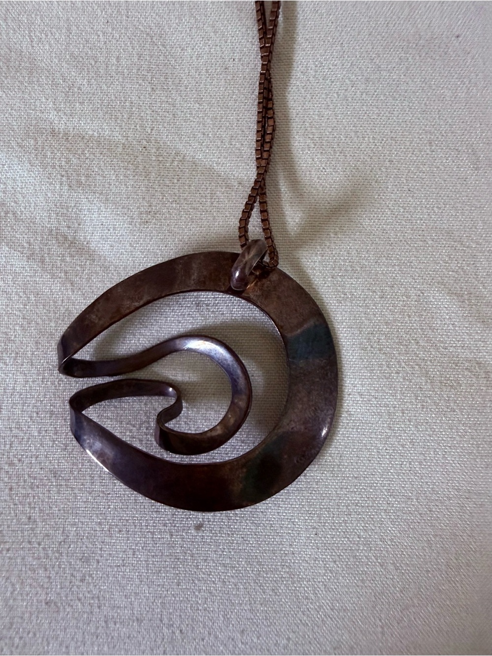 Contemporary Spiral Pendant Necklace in Dark Silver Tone - Picture 5 of 8